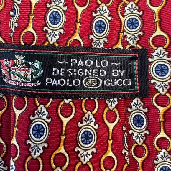 Paolo Design Paolo Gucci Necktie Mens Geometric Hand Finished Vintage Italy - Picture 11 of 11